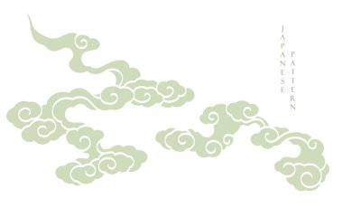 El çizimi bulut desenli Japon arka planı. Geometrik desenli klasik şablon. Çerçeve ve kenar eski tarzda.