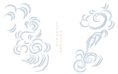 El çizimi Çin bulut elemanları model vektörü ile Japon arka planı. Geometrik şablon desenli soyut şablon doğu tarzında dizayn.