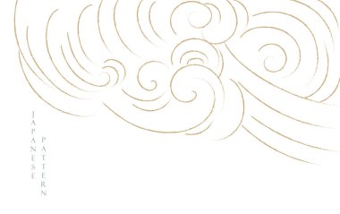 El çizimi Çin bulut elemanları model vektörü ile Japon arka planı. Geometrik şablon desenli soyut şablon doğu tarzında dizayn.