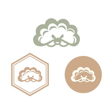 Japon desenli bir bonsai ağacı ikonu seti. Orijinal dekorasyon, logo tasarımı, el ilanı veya klasik tarzda sunum. Geometrik öge.