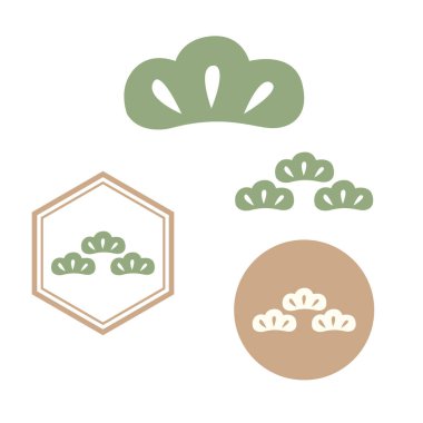 Japonca şablon vektörlü bonsai ağacı logosu. Oriental dekorasyon, ikon tasarımı, el ilanı veya klasik tarzda sunum. Geometrik öge.