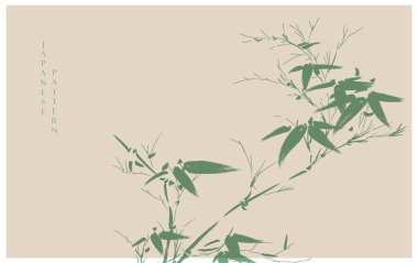 El çizimi bambu dalı beyaz arka plan dekorasyonlarına klasik tarzda. Sanat soyut şablon tasarımını terk eder.