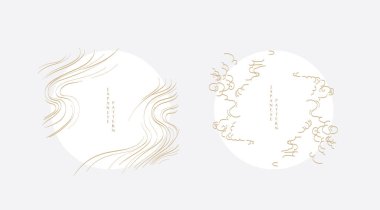 Japonca arka plan çizgi şablon vektörü. Geometrik dalga desenli soyut şablon. Doğu tarzında bulut düzeni tasarımı