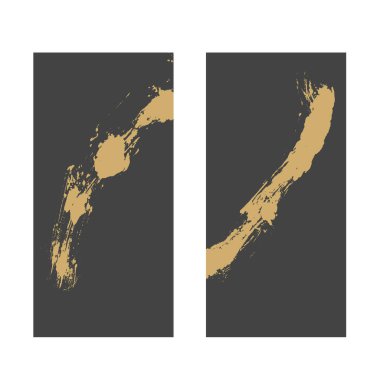 Siyah ve altın fırça dokusu klasik tarzda. Soyut sanat manzara afişi tasarımı