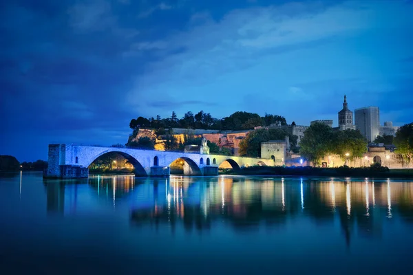 Foto Cidade Velha Avignon Hora Azul — Fotografia de Stock