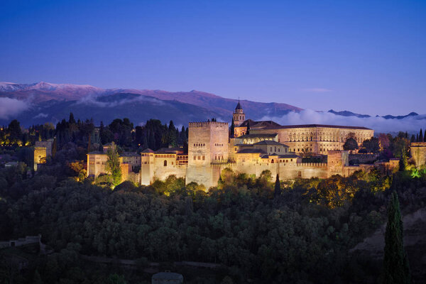 Photo of the fortifications of Alhambra in Granada Spain