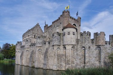 Ghent, Belçika 'daki Gravensteen Kalesi' nin fotoğrafı.