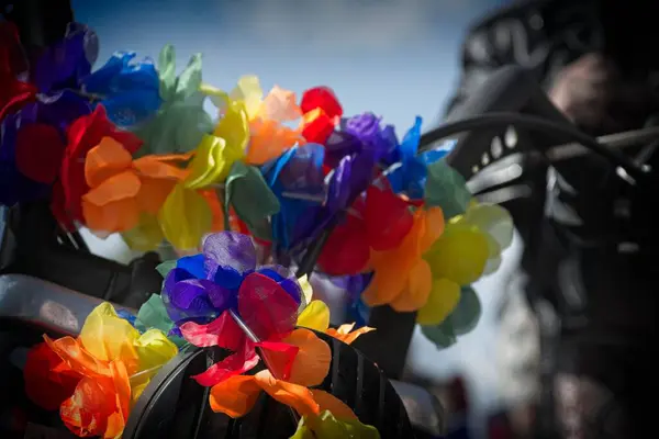 Gurur Yürüyüşü 'nde Renkli Titreşimler:: Yürüyüşçüler gökkuşağı bayrakları ve kostümleri sergilerken sokaklar canlı renklerle dolu. Atmosfer enerji, neşe ve birlik duygusuyla dolu.