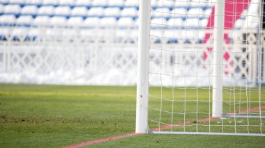 football field and goal net. High quality photo