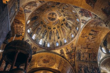 Kilise mozaik kubbesi Venice St. Marks Katedrali. Yüksek kalite fotoğraf