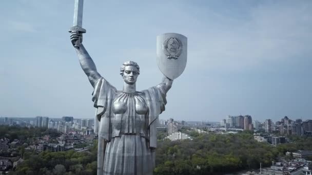 Statua Madre Madre Kiev Colpita Drone Filmati Fullhd Alta Qualità — Video Stock