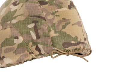 camouflage military helmet white background. High quality photo clipart