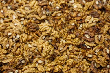 Bir sürü soyulmuş ceviz. Yüksek kalite fotoğraf