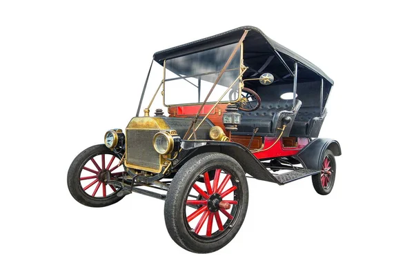 Червоний Старовинний Автомобіль Ізольований Білому Тлі — стокове фото