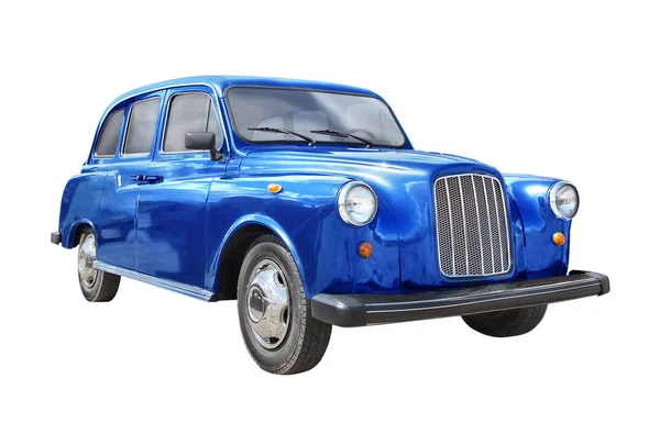 Blauwe Retro Auto Geïsoleerd Witte Achtergrond — Stockfoto