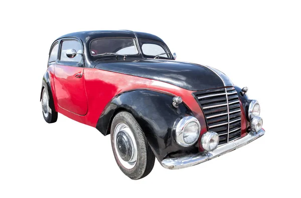 Старовинний Чорний Червоний Автомобіль Ізольований Білому — стокове фото