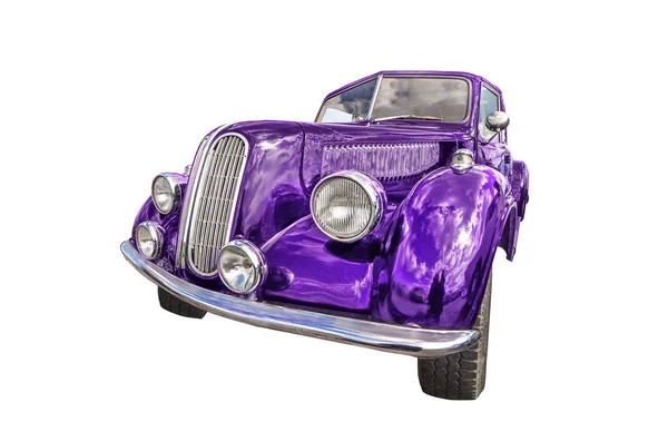 Фиолетовый Ретро Автомобиль Белом Фоне — стоковое фото