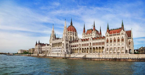 Parlamentsbyggnad Och Floden Donau Budapest Ungern — Stockfoto