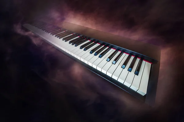 Zongora Billentyűzet Elvont Sötét Háttér — Stock Fotó