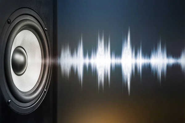 Głośnik Audio Fala Dźwiękowa Ciemnym Tle — Zdjęcie stockowe
