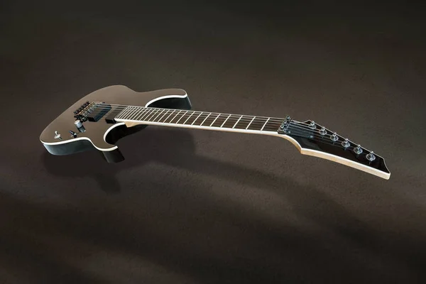 Guitarra Eléctrica Negra Sobre Fondo Oscuro Abstracto — Foto de Stock