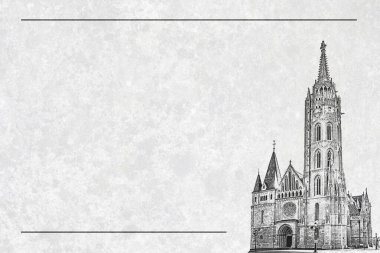 Budapeşte 'deki Matthias Kilisesi tek renkli kart ve boş yer 