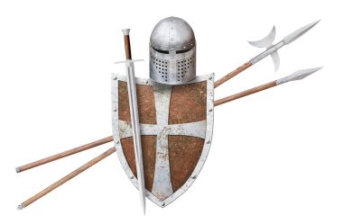 Yaşlı şövalyenin silahı beyaza saplanmış.