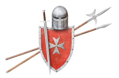 Yaşlı şövalyenin silahı beyaza saplanmış.