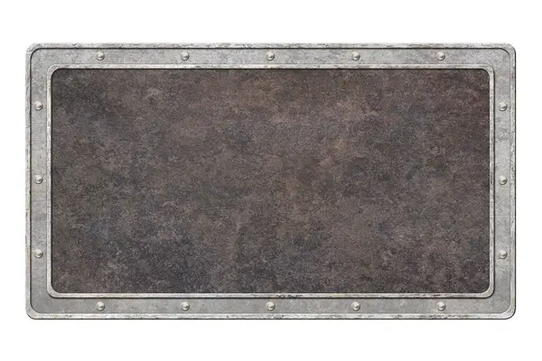 Beyaz arkaplanda izole edilmiş kahverengi desenli metal tabela