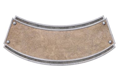  Kahverengi eski desenli kıvrımlı kalkan beyaza izole edilmiş. 