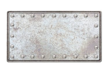 Eskimiş paslı metal çerçeve. Kahverengi boş alan beyaz üzerine izole edilmiş.