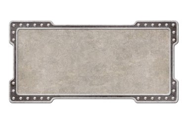 Beyaz arkaplanda izole edilmiş grunge bej rengi desenli metal kalkan