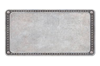 Perçin ve gri desenli metal çerçeve beyaza izole edilmiş.