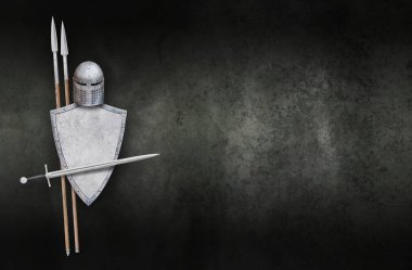 Soyut koyu arkaplanda şövalye silahı.