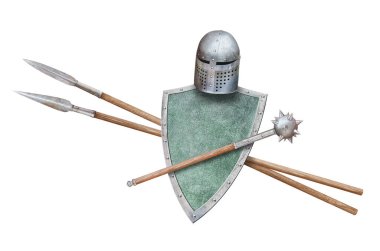 Beyaz arka planda izole edilmiş eski bir silah