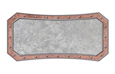 Terracotta vintage çerçeve içinde perçin ve gri doku beyaz üzerinde izole