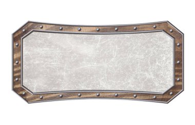 Perçin ve gri desenli eski çerçeve beyaza izole edilmiş.