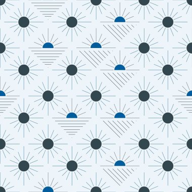 Mavi ve yeşil soyut şekilli kusursuz desenler. Renkli vektör illüstrasyonu.