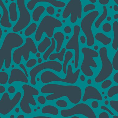 Mavi ve yeşil soyut şekilli kusursuz desenler. Renkli vektör illüstrasyonu.