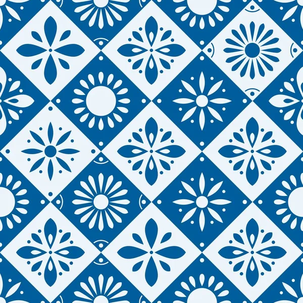 Naadloos Patroon Met Traditionele Sierlijke Decoratieve Tegels Portugese Keramische Vierkante Stockvector