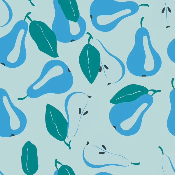 Naadloos Patroon Met Fruitvormen Peren Blauw Groen Kleurrijke Vector Illustratie Rechtenvrije Stockillustraties
