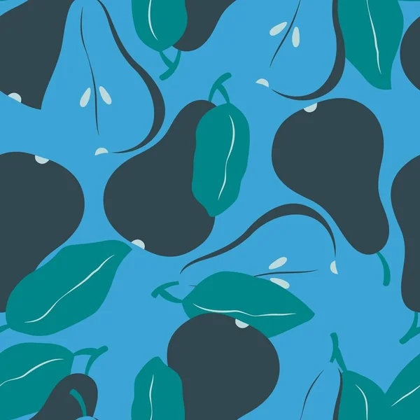 Naadloos Patroon Met Fruitvormen Peren Blauw Groen Kleurrijke Vector Illustratie Stockvector