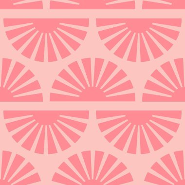 Soyut şekilleri turuncu, pembe ve kırmızı olan kusursuz bir desen. Renkli vektör illüstrasyonu.