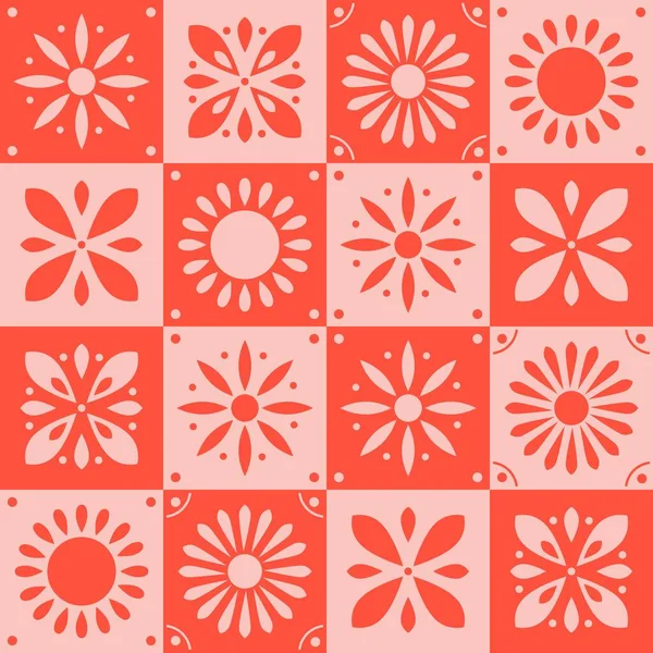 Naadloos Patroon Met Traditionele Sierlijke Decoratieve Tegels Portugese Keramische Vierkante — Stockvector