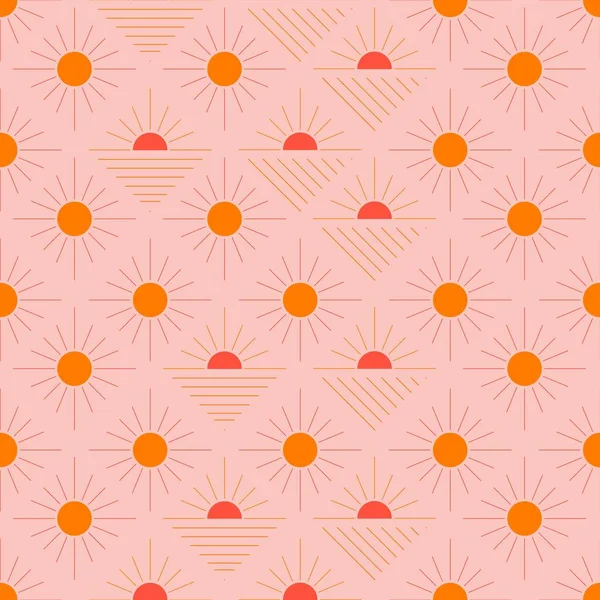 Sömlöst Mönster Med Abstrakta Former Orange Rosa Och Rött Färgglada — Stock vektor