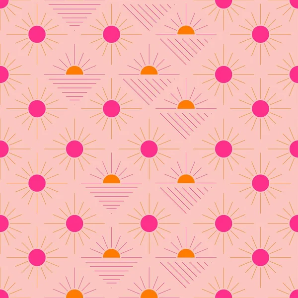 Seamless Pattern Abstract Shapes Orange Pink Red Colorful Vector Illustration — Stock Vector