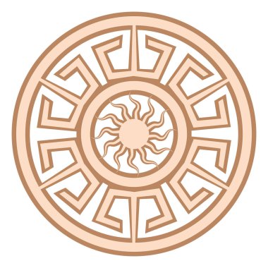 Yarylo, an ancient Slavic symbol, decorated with Scandinavian patterns. Beige fashion design. clipart