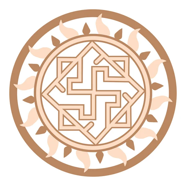 Walkiria Starożytny Słowiański Symbol Ozdobiony Skandynawskimi Wzorami Beżowy Design Mody — Wektor stockowy