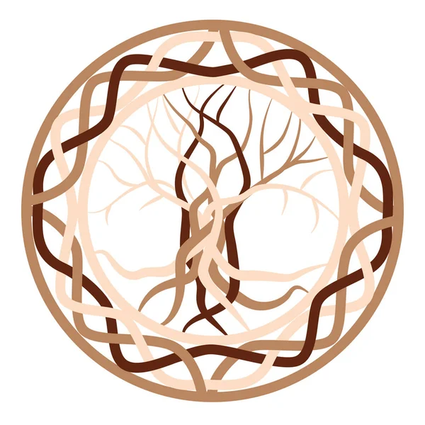 北欧の文様で装飾された古代ケルトのシンボルである生命の木 ベージュのファッションデザイン — ストックベクタ