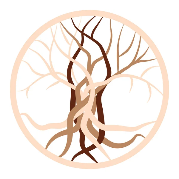 北欧の文様で装飾された古代ケルトのシンボルである生命の木 ベージュのファッションデザイン — ストックベクタ
